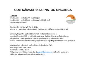 Golfnámskeið barna og unglinga